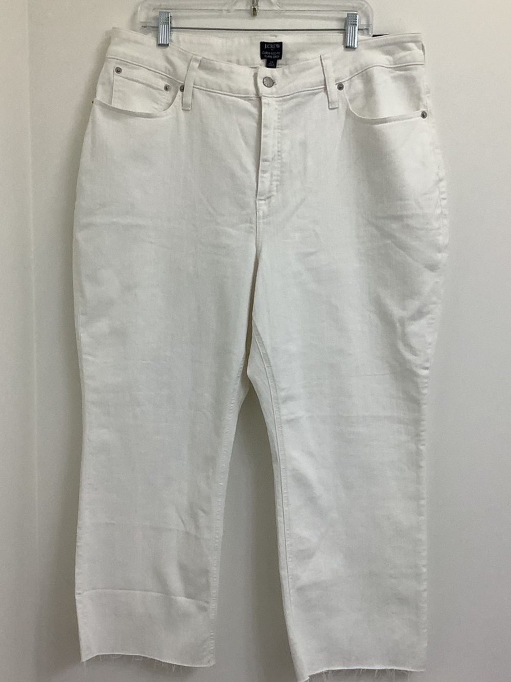 J. Crew Curvy Mid-Rise Flare Crop Jeans Size 35 White Stretch Denim summer